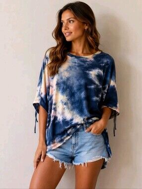 Umgee Women's Oversized Tie-Dye Dolman Sleeve Top